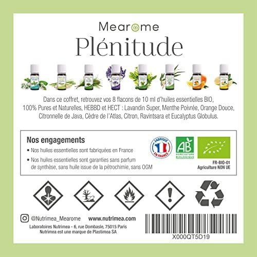 Coffret 8 x 10 ml Huiles Essentielles BIO distillées en FRANCE + Guide d'Aromathérapie PDF | HEBBD, HECT | Kit pour Cuisine, Diffuseur | Bienfaits Respiratoires, Encombrement, Digestion | Mearome - Image 8