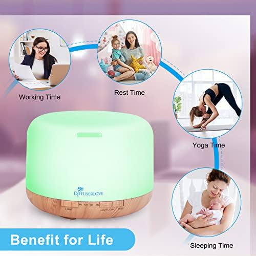 Diffuserlove Diffuseur d'Huiles Essentielles Electrique 500ML Télécommande Arômes Humidificateurs avec Design Muet, Minuterie et Arrêt Automatique sans Eau pour Bureau Salon, LED - Image 5