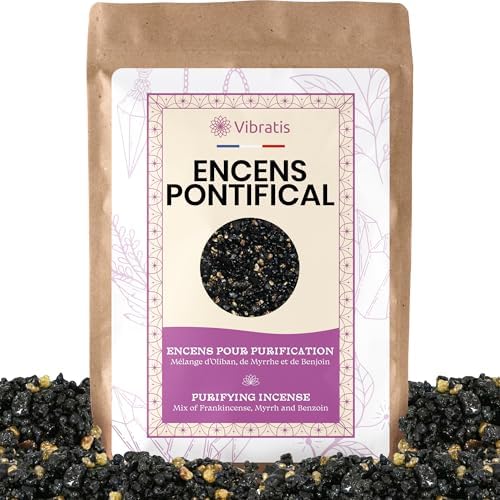 Encens pontifical en grain 50g Qualité A ++ | ENCENSE PUISSANT POUR PURIFICATION ET PROTECTION, ÉLÈVE LE NIVEAU VIBLAIRE, Aide à se connecter à sa partie divine | Enceller