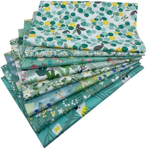 aufodara Lot de 8 Tissus Coton Textile Patchwork Chiffons Couture Quilting DIY Tissu à la Main en Tissu à Coudre 50 x 50 cm Vêtements Couture Artisanat (Vert) - Image 4