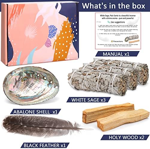 Amzeeniu 3 Paquets de Sauge Blanche + 2 Palo Santo Coquillage d'ormeau - Purification Élimine Les Énergies Négatives Encens Naturel à bruler Anti Stress méditation Bois de rituels - Image 2