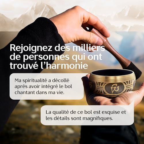 Bol Tibétain – Bol Tibétain Chantant pour la Purification et la Méditation – Silent Mind – Bol Méditation – Inclut un Maillet avec Prise en Main Type Crayon et un Coussin - Image 2