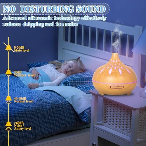 RDDAIPE Diffuseur Huiles Essentielles,500ml Ultrasonique Diffuseur D'huiles Essentielles,7 LED Diffuseur Parfum Electrique avec Télécommande, Diffuseur Arômes Humidificateur Aromathérapie pour Maison - Image 3