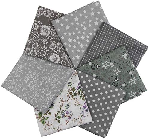 aufodara Tissus Coton 7 pièces 50 x 50 cm Imprime Textile Patchwork Chiffons Couture Quilting DIY Tissu à la Main en Tissu à Coudre Couture Artisanat (Gris) - Image 2