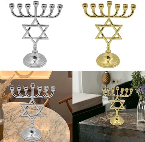 BELOWSYALER Lustre Hanoukka en métal avec 7 branches en forme d'étoile - Image 2