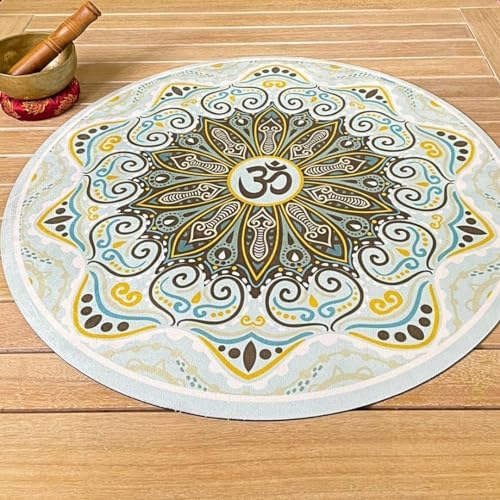 Tortue de Jade Tapis Rond méditation et Yoga Mandala Bleu 68 x 68 x 0.3 cm - Image 2