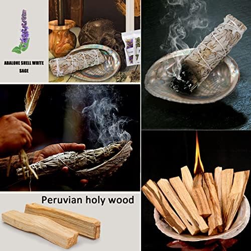 Amzeeniu 3 Paquets de Sauge Blanche + 2 Palo Santo Coquillage d'ormeau - Purification Élimine Les Énergies Négatives Encens Naturel à bruler Anti Stress méditation Bois de rituels - Image 3