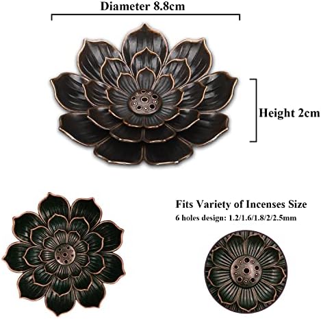 SLKIJDHFB Porte-Encens de Lotus en Laiton Brûleur d'Encens en Bâton Porte-Brûleur d'Encens à Cône avec Capteur de Cendres - Image 2