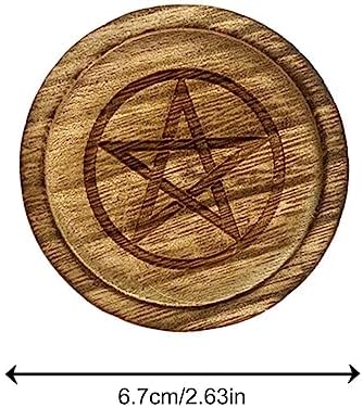 | Bougeoir Pentacle,avec Plateau à Bijoux en Bois avec Motif Pentagramme pour décor Vintage pour Maison Mariage Povanjer - Image 4