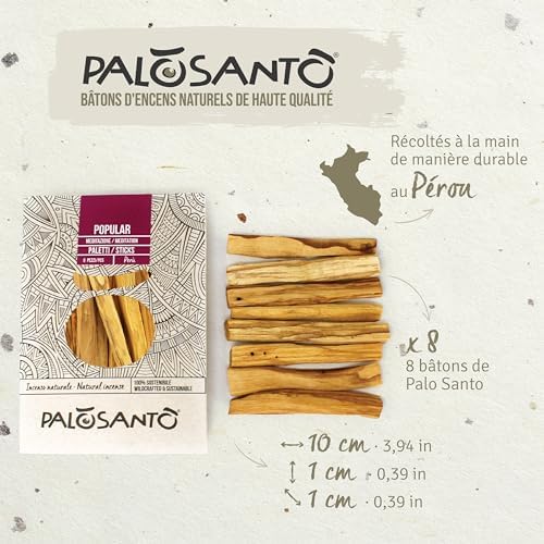 PALOSANTO - Palo Santo Batons Populaire Ayabaca - 8 Batons - Qualité Supérieure du Pérou - Encens Naturel Idéal Purification, Protection Maison - Bois Naturel 100% Bursera Graveolens - Image 2