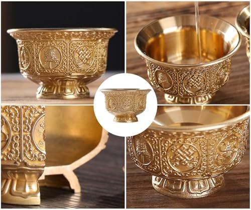 WNXGNHO Cuivre Tibétain Huit Symboles Chance offert Bol Tasse d'eau Bénite pour Le Rituel Bouddhiste Bouddha Décoration Maison - Image 9