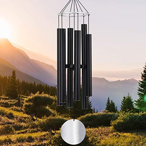 ASTARIN Carillon éolien pour Jardin, 91,4 cm, Grand Carillon éolien pour l'extérieur, Relaxant, apaisant, Basses Basses, Carillon commémoratif de condoléances pour Maman et Papa, Noir