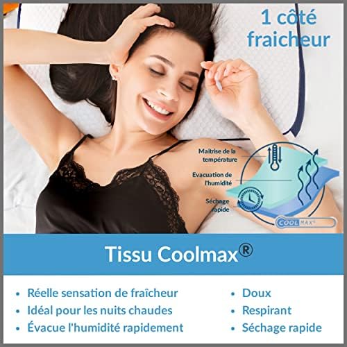 NightSide® Oreiller à mémoire de forme Premium. Coussin anti-transpirant adapté aux douleurs cervicales. Housse bambou hypoallergénique, double face. Oreiller ergonomique cervical modèle: moyen/moyen - Image 5