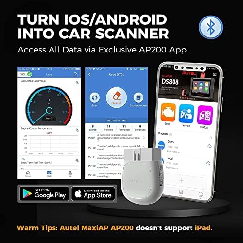 Autel AP200 Adaptateur Diagnostic Auto OBD2 Bluetooth pour Tous les Systèmes avec Codage d'Injecteur, AutoVIN, Service IMMO, RAZ de l'Entretien / EPB / BMS / SAS / TPMS / FAP Adapté pour Bricoleurs - Image 3
