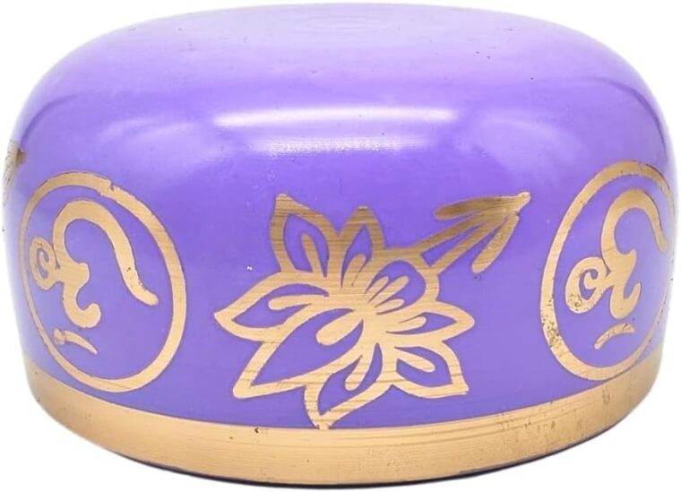 Soul Mantra Ensemble de Bols Chantants Tibétains Avec Millet et Coussin, danses une Boîte Cadeau en Papier Lokta, Violet - Image 3