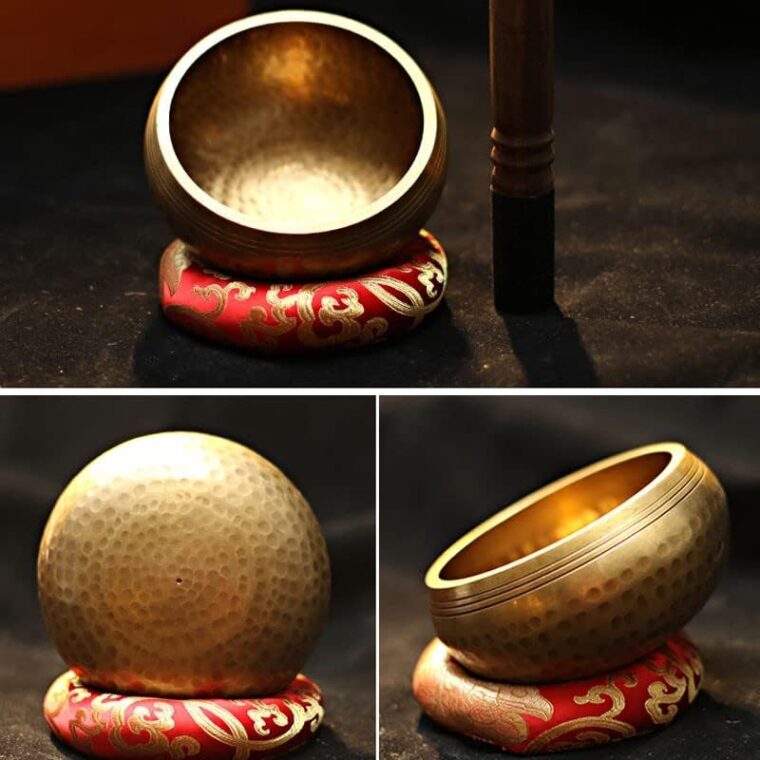 EIERFSKIOT Ensemble de Bols chantants tibétains Ensemble de Bols chantants tibétains Antiques Fabrication à la Main Ensemble de méditation avec Bol sonore Idéal pour la méditation, la thérapie d - Image 3