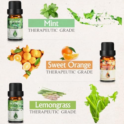 Coffret Huiles Essentielles Naturelles 6x10ml- bledras aromathérapie 100% pure, bio - lavande, théier, eucalyptus, citronnelle, orange douce, menthe - Cadeau Femmes - Image 3