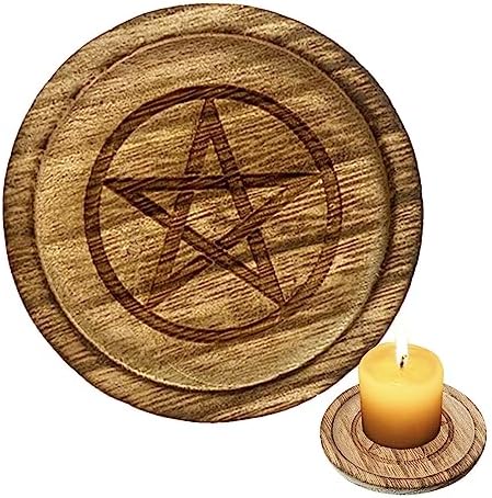 | Bougeoir Pentacle,avec Plateau à Bijoux en Bois avec Motif Pentagramme pour décor Vintage pour Maison Mariage Povanjer - Image 8