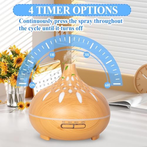 RDDAIPE Diffuseur Huiles Essentielles,500ml Ultrasonique Diffuseur D'huiles Essentielles,7 LED Diffuseur Parfum Electrique avec Télécommande, Diffuseur Arômes Humidificateur Aromathérapie pour Maison - Image 5