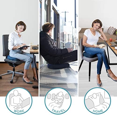 bonmedico Coussin Chaise Bureau - Coussin Orthopédique et Ergonomique en Mousse à Mémoire de Forme - Large, Bleu - Image 4