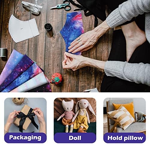 Souarts 5 Pcs Tissus Coton Couture 50 x 50 cm Imprimé Etoiles Galaxy Tissu Carré Patchwork Paquet de Tissu pour Loisir Créatifs DIY Couture Scrapbooking Artisanat - Image 2