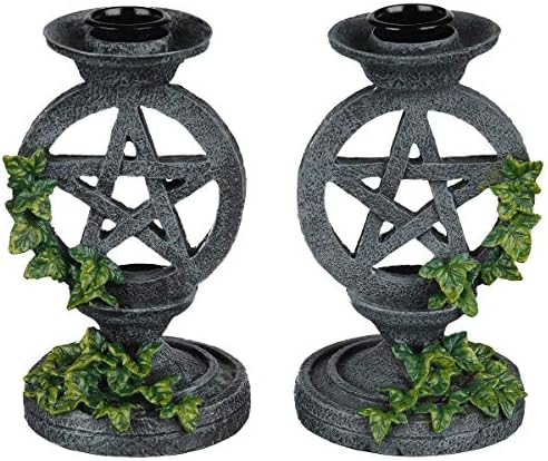 Nemesis Now Bougeoir avec Motif de Pentagramme Vieilli - Gris, 13,4 cm - Image 3