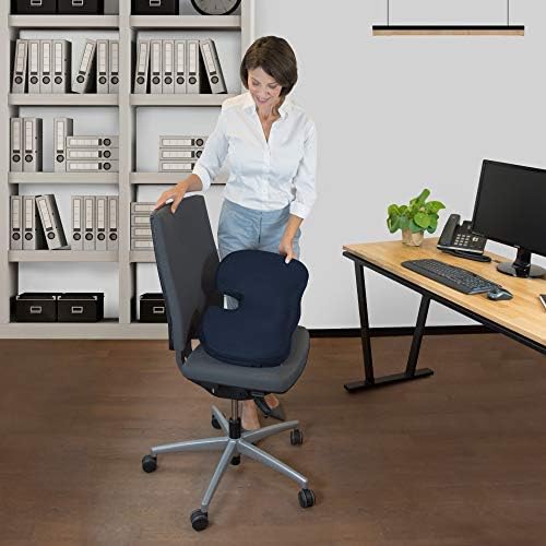 bonmedico Coussin Chaise Bureau - Coussin Orthopédique et Ergonomique en Mousse à Mémoire de Forme - Large, Bleu - Image 2