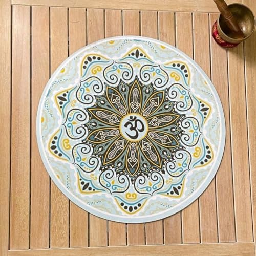 Tortue de Jade Tapis Rond méditation et Yoga Mandala Bleu 68 x 68 x 0.3 cm - Image 3