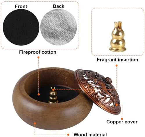 Porte-cône D'encens,Porte-bâtonnets D'encens avec Couvercle en Laiton pour Décoration Intérieure,Outils de Méditation,Outils de Yoga,Décoration Zen - Image 2