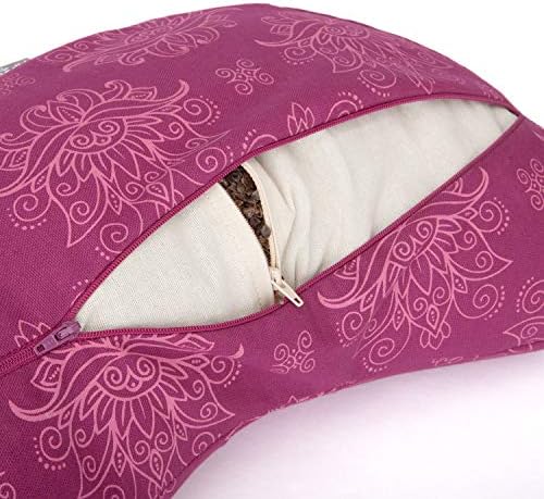Bodhi Yogi Collection Maharaja Coussin de Méditation en Forme de Croissant de Lune, Garni de Cosses de Sarrasin, AVEC Housse AMOVIBLE EN COTON, HOUSSE À MOTIF - Image 2