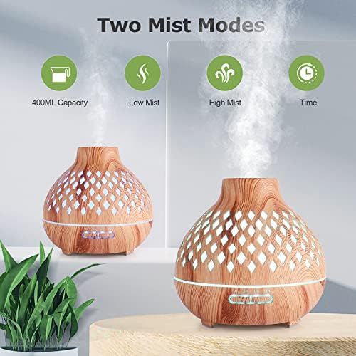 Czemo Diffuseur d'Huiles Essentielles 400ML, Diffuseur de Parfum Electrique avec Télécommande Humidificateur Ultrasonique Diffuseur Aromathérapie pour la Maison, Yoga (Bois #2) - Image 3