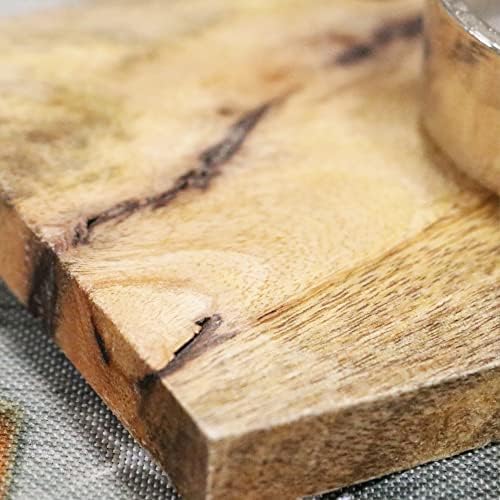 com-four® Photophore avec Motif étoile - Bougeoir de Noël avec Socle en Bois - Bougeoir de Noël décoratif - Décoration de Noël (Étoile avec Socle) - Image 6