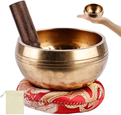 Bol chantant tibétain - Diamètre : 8 cm - Avec coussin pour bol chantant tibétain - Pour la relaxation et la méditation