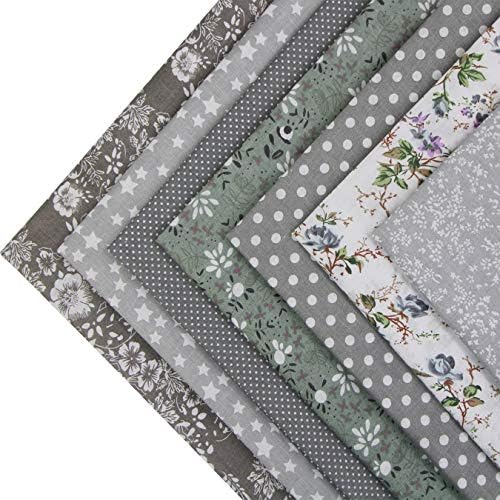 aufodara Tissus Coton 7 pièces 50 x 50 cm Imprime Textile Patchwork Chiffons Couture Quilting DIY Tissu à la Main en Tissu à Coudre Couture Artisanat (Gris) - Image 4