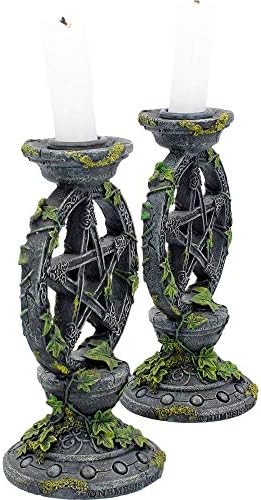 Nemesis Now Wiccan Lot de 2 bougeoirs Pentagramme en résine Noir 15 cm - Image 3