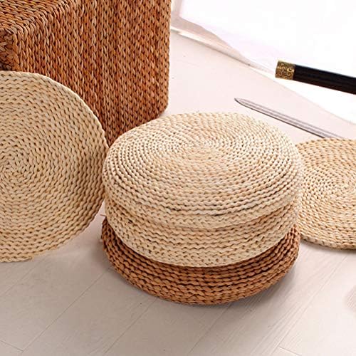 Yusat Coussin rond en paille, tapis de sol Tatami rond épais, pour la maison, le fitness, le yoga, la méditation, tapis de sol rembourré en soie, tapis de yoga, kaki 40 x 40 cm - Image 8