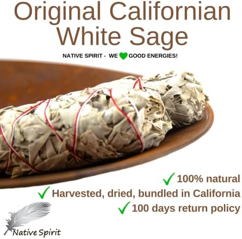 Batonnets de Sauge Blanche par Esprit indigène - Batons / Empaqueter / Ballot / Encens White Sage 2 x Small Smudge 4-4.5 '' (10-12cm ~ 30-35gr.) | CET emballage est 100% biodégradable (5) (2) - Image 2