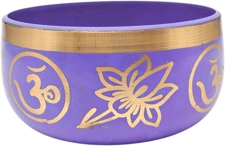 Soul Mantra Ensemble de Bols Chantants Tibétains Avec Millet et Coussin, danses une Boîte Cadeau en Papier Lokta, Violet - Image 2