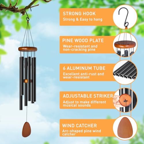 CasaCulina Grand carillon éolien en aluminium pour extérieur, 91,4 cm, ambiance zen, carillon éolien, ton profond et apaisant, carillon à vent pour extérieur, terrasse, porche, décoration à - Image 3