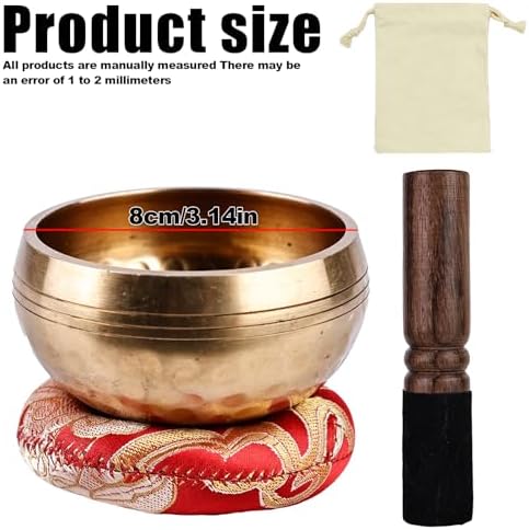 Bol chantant tibétain - Diamètre : 8 cm - Avec coussin pour bol chantant tibétain - Pour la relaxation et la méditation - Image 2