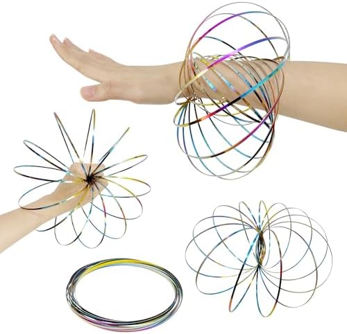 Yeefunjoy 2 Pcs 3D Anneaux de Flux, Magic Flow Ring, Jouets sensoriels Anti-Stress Interactifs, Anneaux de Flux Magique à Ressorts, Flow Anneaux Cinétique Stress Soulager Jouet pour Adultes Enfants