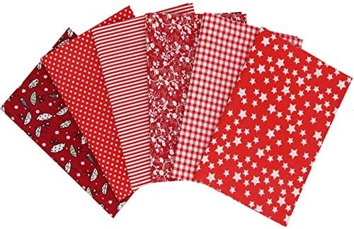 aufodara Tissus Coton Couture 6 pièces 50 x 80 cm Gros Coton Craft Quilting Fabric Textile Patchwork DIY Fait à la Main en Tissu à Coudre (Rouge) - Image 2
