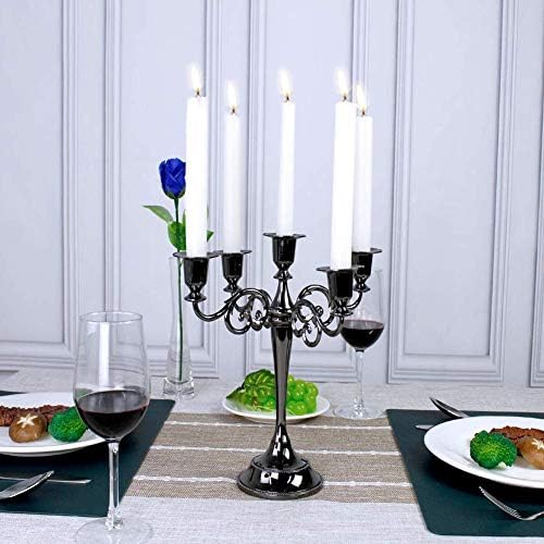 Queta Chandelier Bougeoir en Métal Style d'Europeen Chandelier de Mariage CandéLabre pour Noël Cadeau d'Aniversare Décor à la Maison (Noir) - Image 7