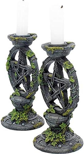 Nemesis Now Wiccan Lot de 2 bougeoirs Pentagramme en résine Noir 15 cm - Image 2