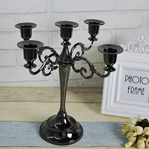 Queta Chandelier Bougeoir en Métal Style d'Europeen Chandelier de Mariage CandéLabre pour Noël Cadeau d'Aniversare Décor à la Maison (Noir) - Image 5