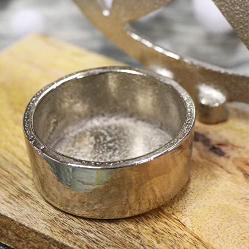 com-four® Photophore avec Motif étoile - Bougeoir de Noël avec Socle en Bois - Bougeoir de Noël décoratif - Décoration de Noël (Étoile avec Socle) - Image 4