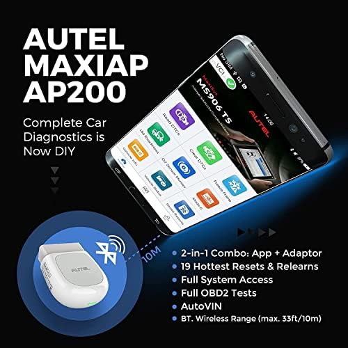 Autel AP200 Adaptateur Diagnostic Auto OBD2 Bluetooth pour Tous les Systèmes avec Codage d'Injecteur, AutoVIN, Service IMMO, RAZ de l'Entretien / EPB / BMS / SAS / TPMS / FAP Adapté pour Bricoleurs - Image 2