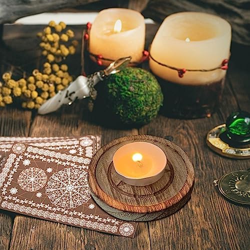 | Bougeoir Pentacle,avec Plateau à Bijoux en Bois avec Motif Pentagramme pour décor Vintage pour Maison Mariage Povanjer - Image 2