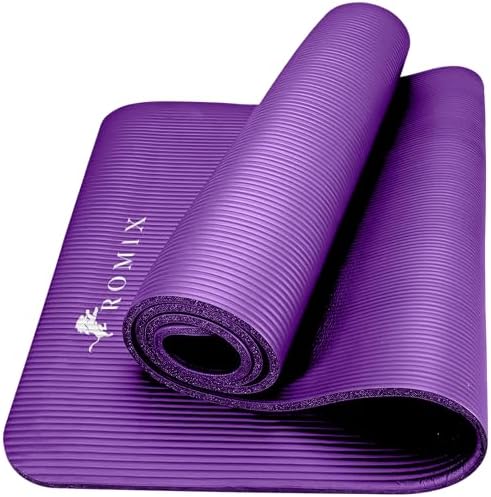 Romix Tapis Yoga, 15 mm Epais Haute Denté Antidérapant écologique Gymnastique Yoga Mat, Premium Léger Non Toxique Sol Tapis De exercice pour gym Fitness Méditation Pilates Sport Camping Voyage