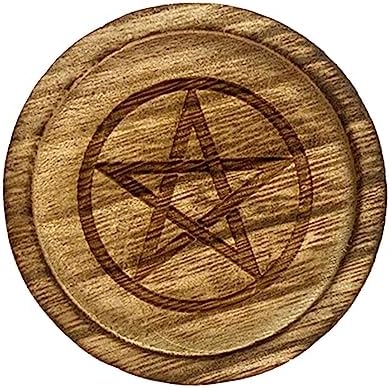 | Bougeoir Pentacle,avec Plateau à Bijoux en Bois avec Motif Pentagramme pour décor Vintage pour Maison Mariage Povanjer - Image 5